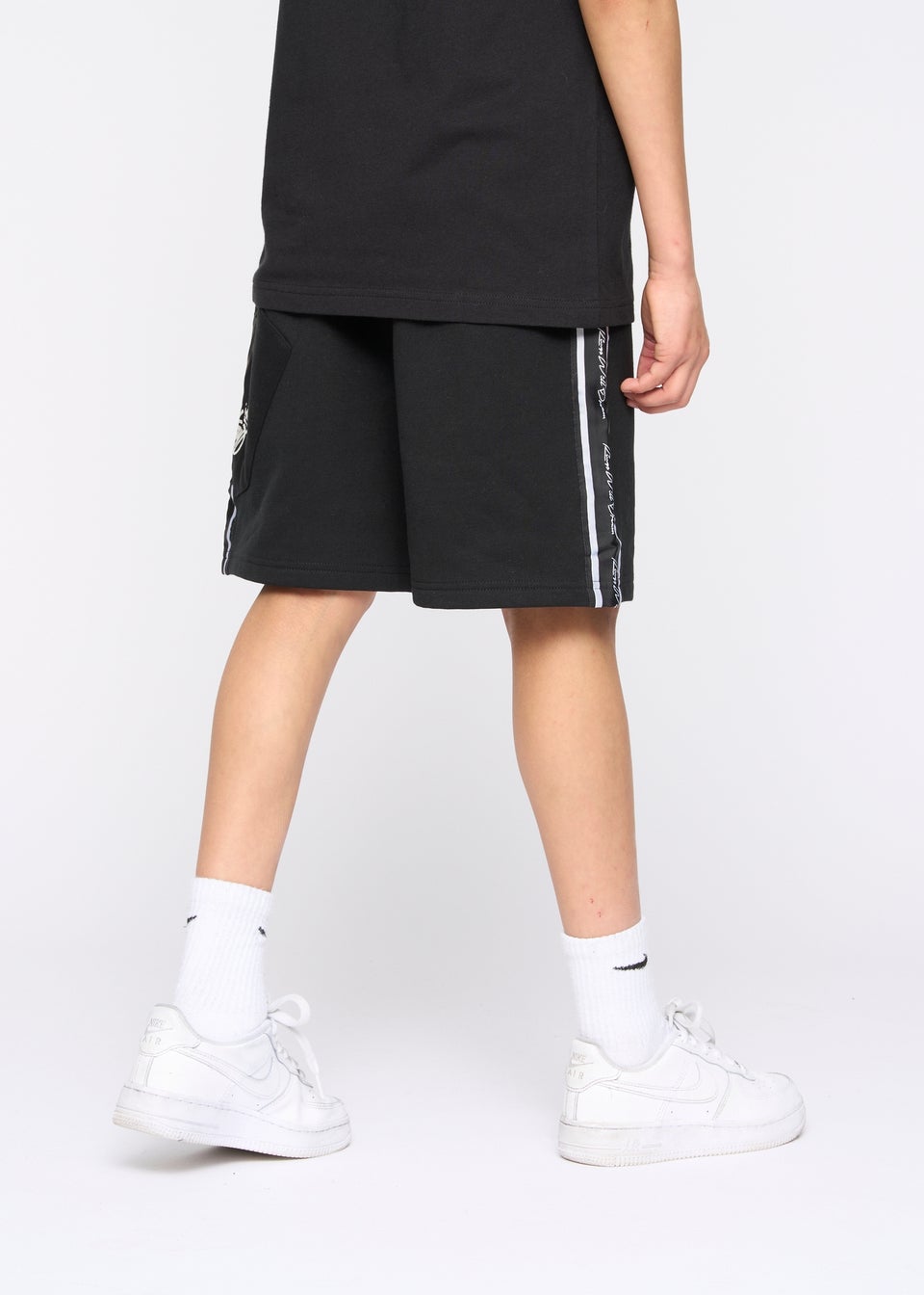 Kings Will Dream Black Techy Taped Cargo Shorts (7-14 yrs)