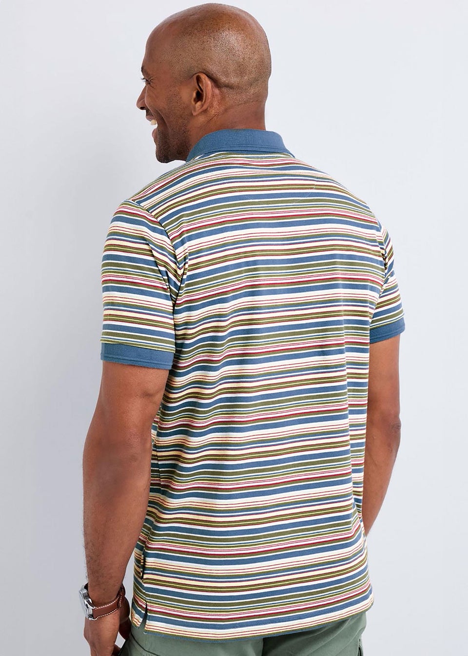 Cotton Traders Pale Blue Guinness Short Sleeve Fine Stripe Polo Shirt