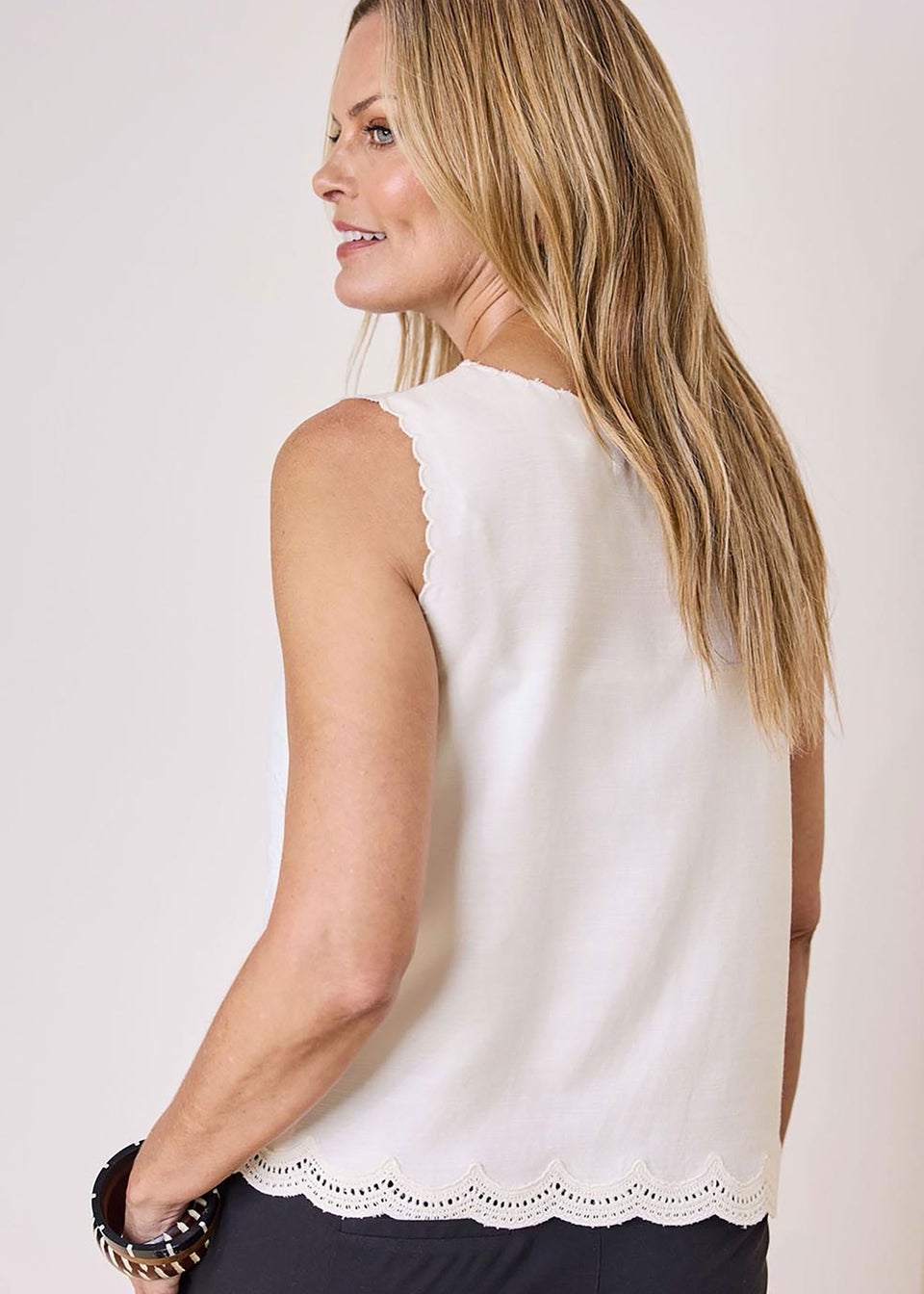 Cotton Traders Warm Cream Embroidered Waistcoat