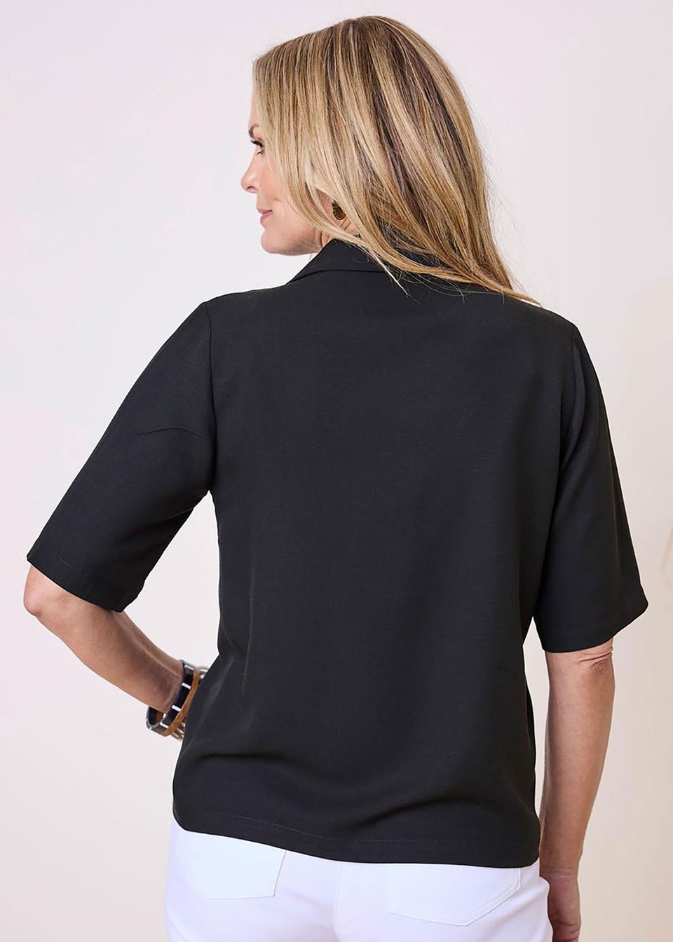 Cotton Traders Black Half Sleeve Blouse