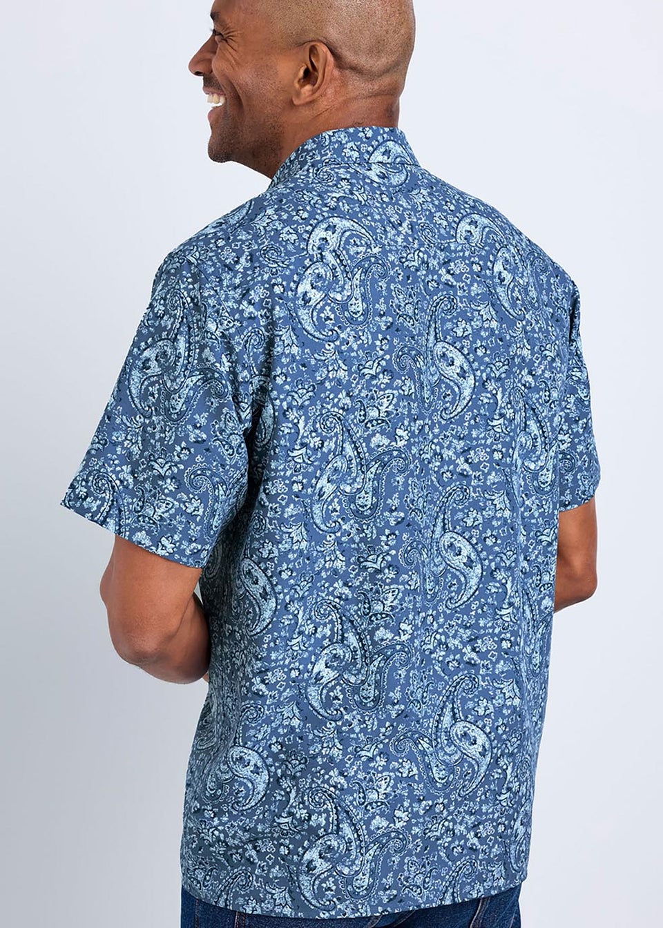 Cotton Traders Pale Blue Guinness Short Sleeve Soft Touch Paisley Print Shirt