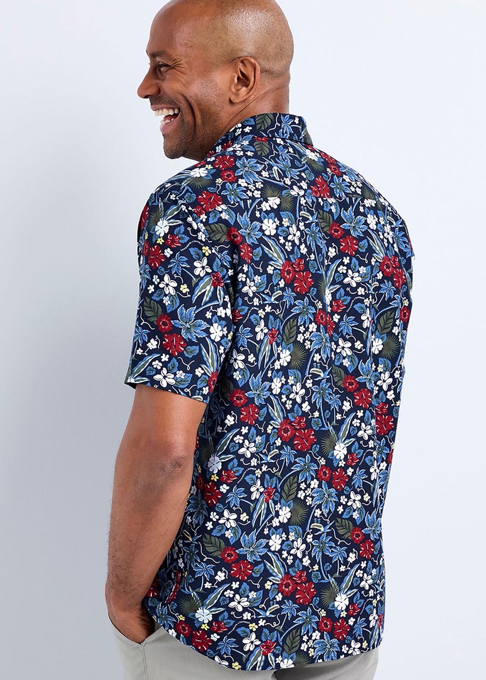 Cotton Traders Dark Blue Guinness Short Sleeve Soft Touch Hawaiian Print Shirt
