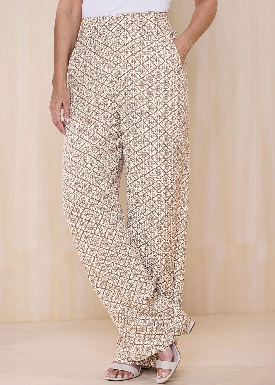 Cotton Traders Mink Wide Leg Pull On Trousers