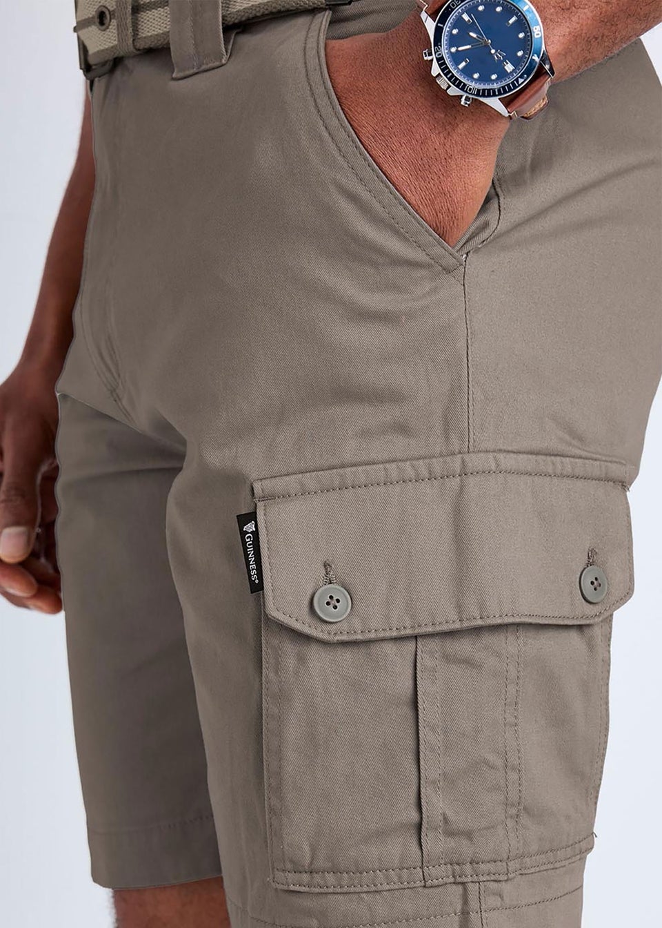 Cotton Traders Charcoal Grey Guinness Cargo Shorts