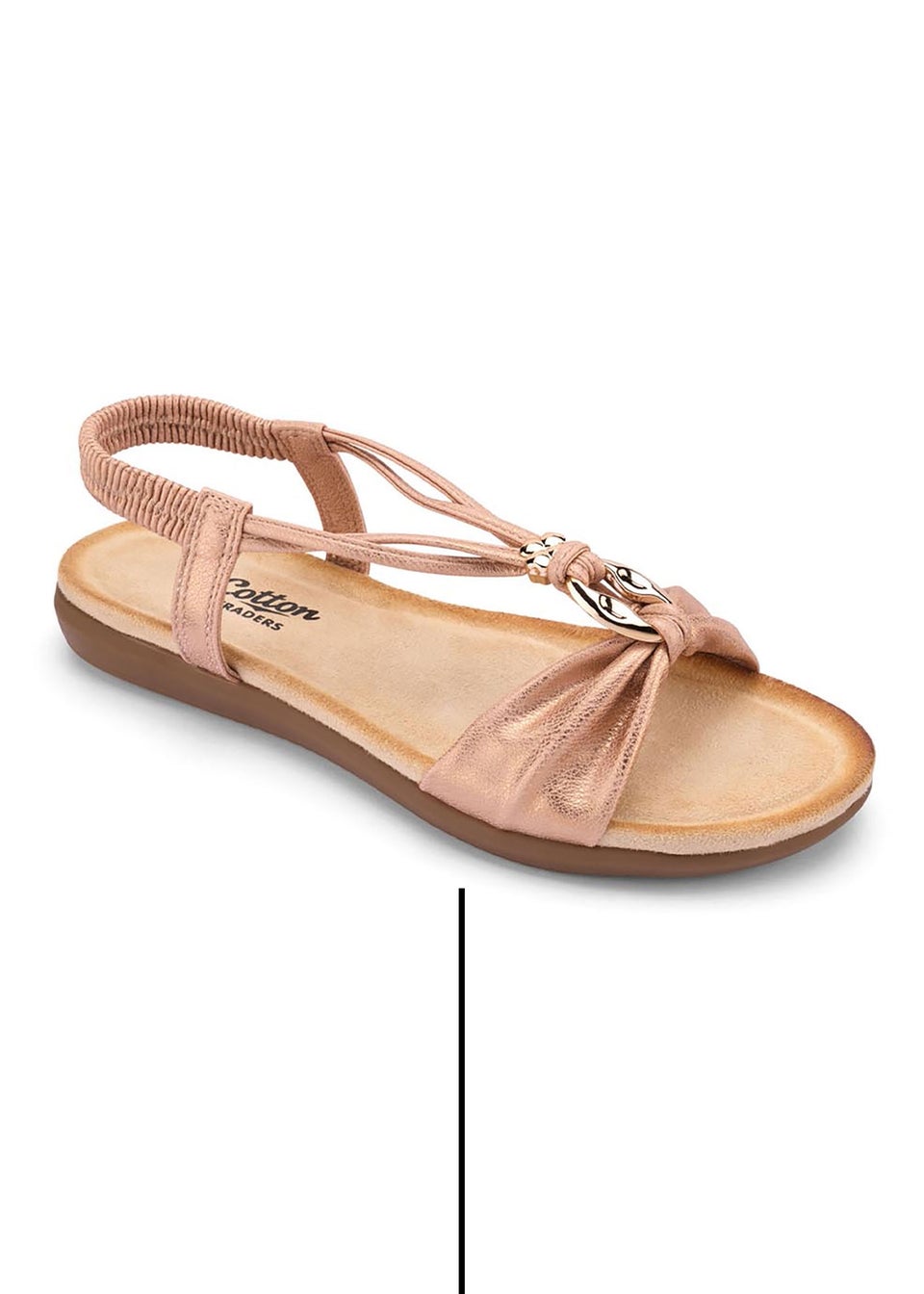 Cotton Traders Rose Gold Ring Detail Cushioned Sandals