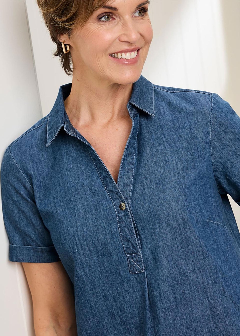Cotton Traders Pale Blue Denim Dress