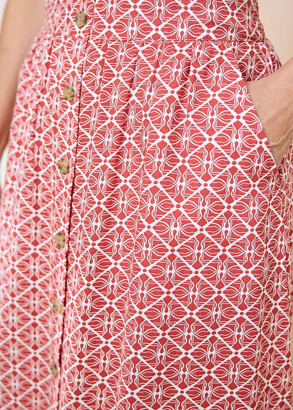 Cotton Traders Orange Mock Button Pull On skirt