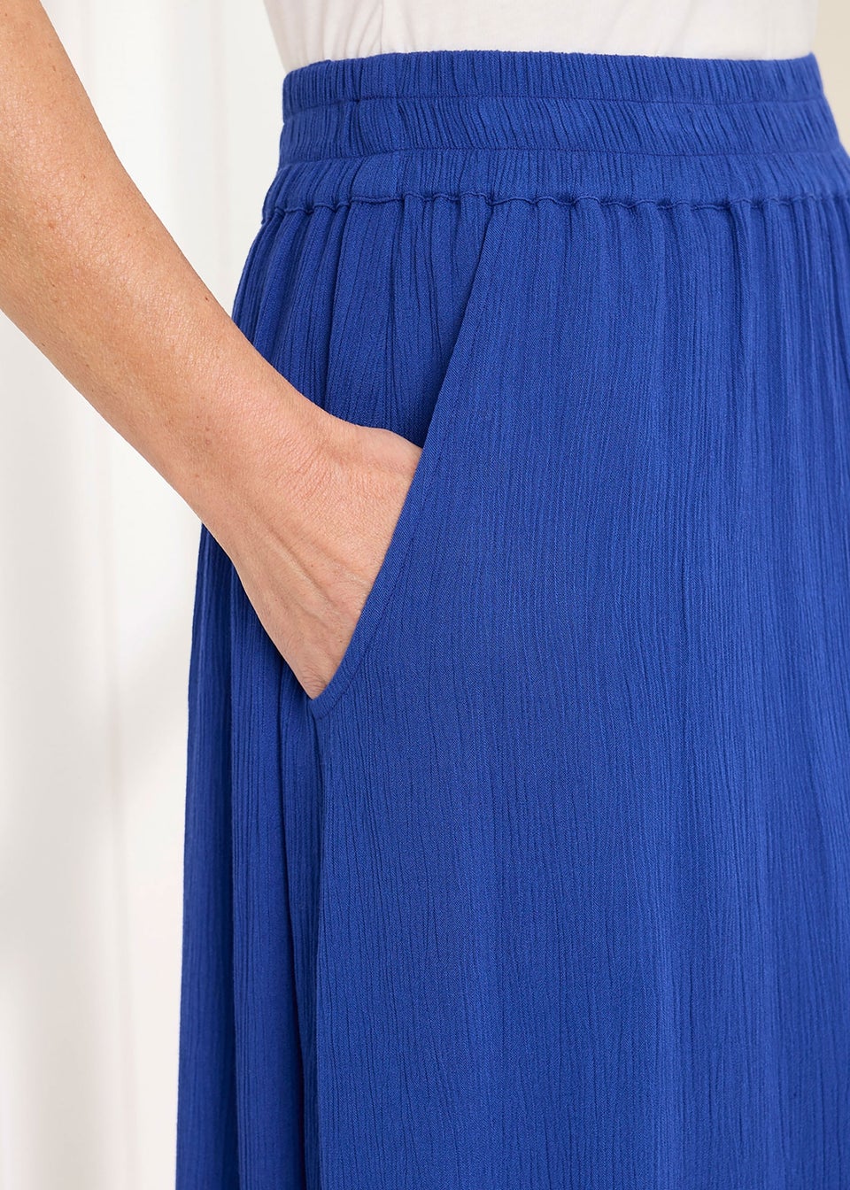 Cotton Traders Pale Blue Pull On Crinkle Maxi Skirt