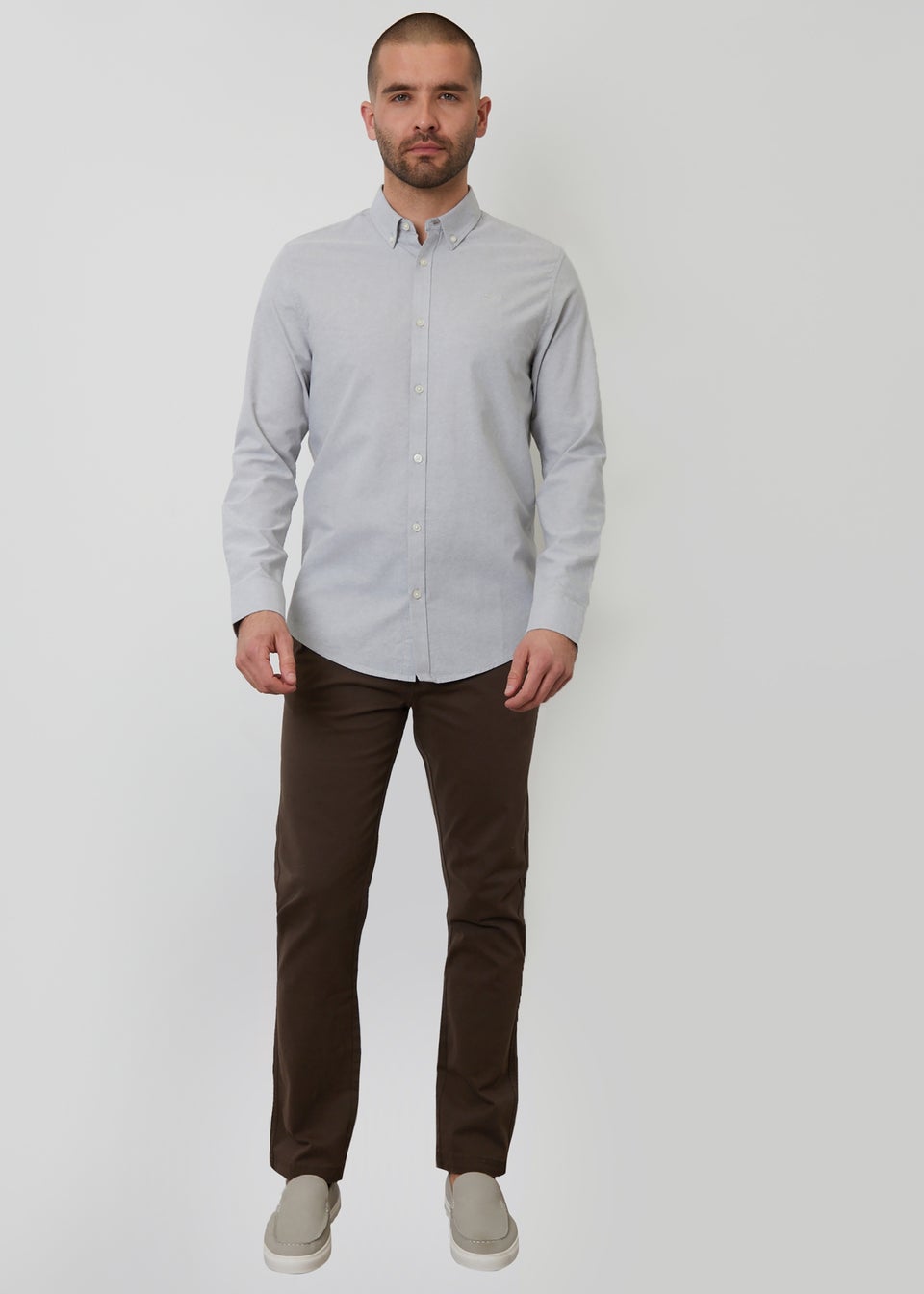 Threadbare Soft Green Oxford Cotton Slim Fit Long Sleeve Shirt