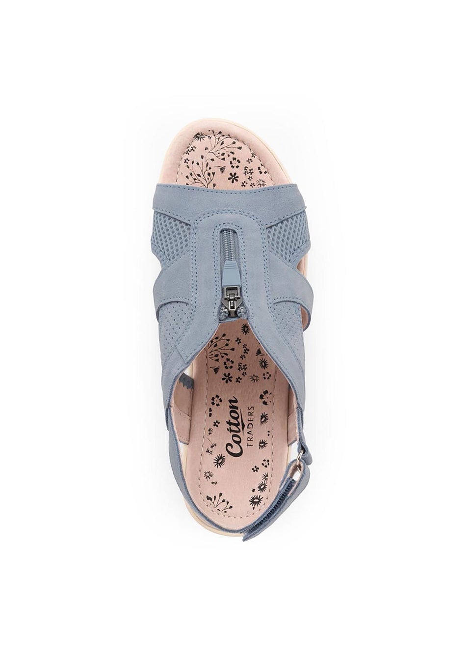 Cotton Traders Denim Leather Front Zip Sandals