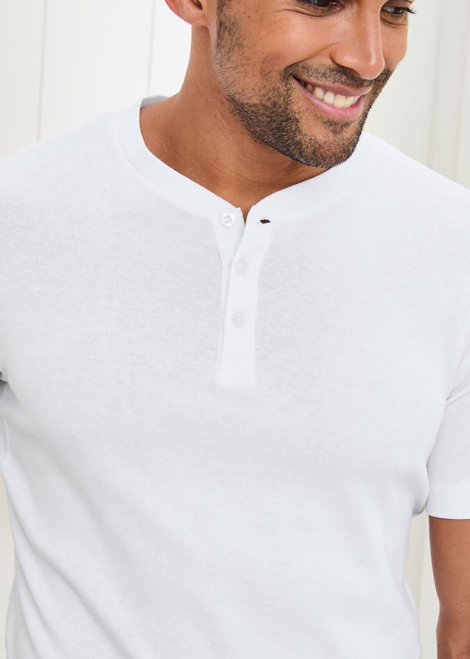 Cotton Traders White Short Sleeve Grandad Base Layer Top