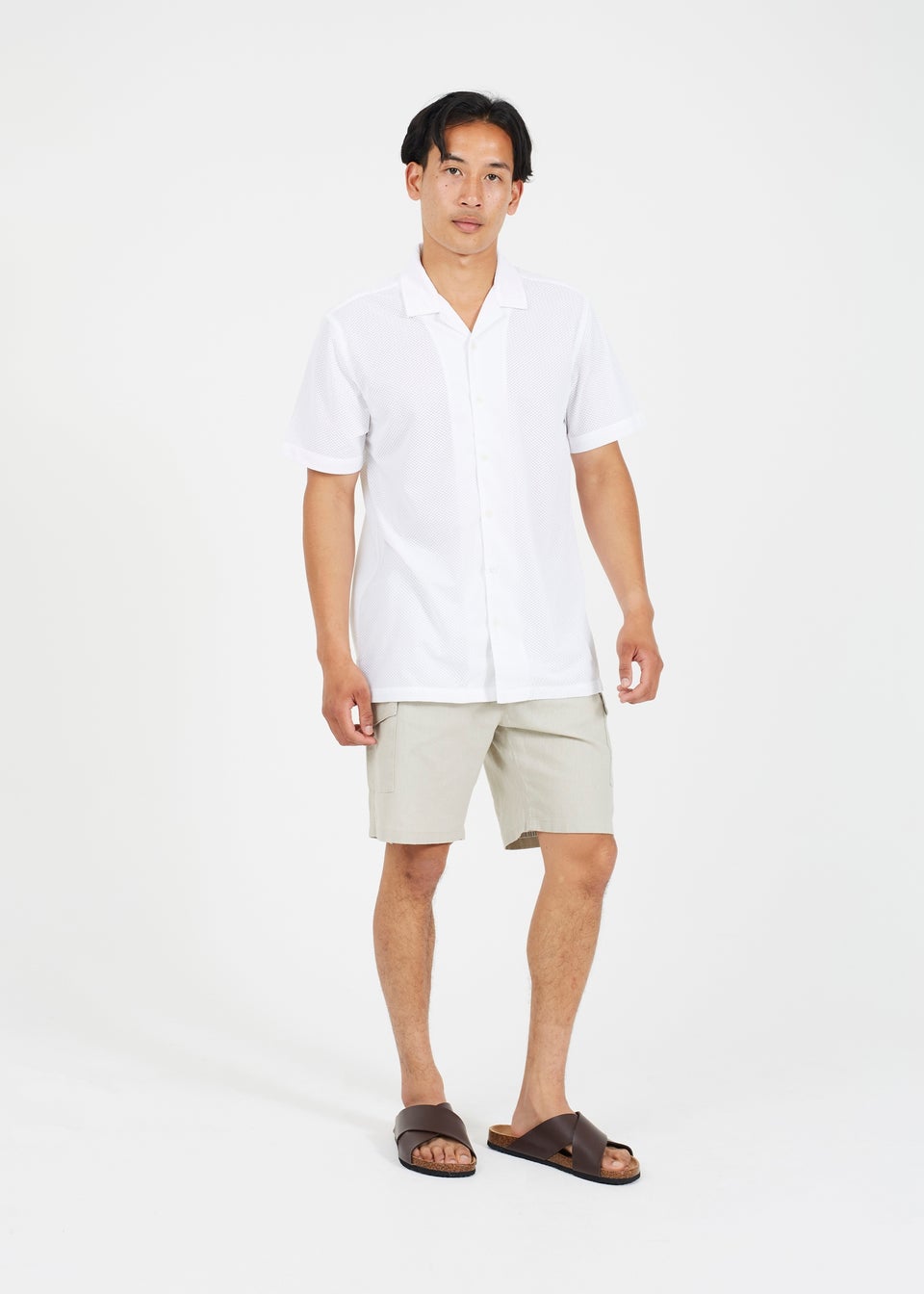 Brave Soul White Revere Collar Short Sleeve Shirt