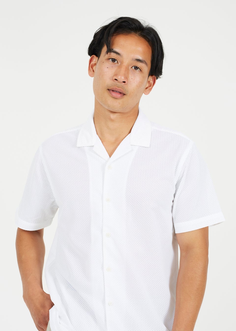 Brave Soul White Revere Collar Short Sleeve Shirt