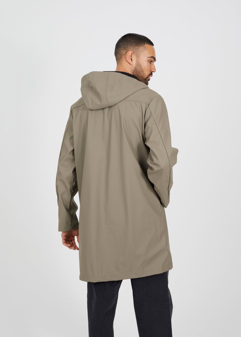 Brave Soul Taupe Rubberised Hooded Parka Style Jacket