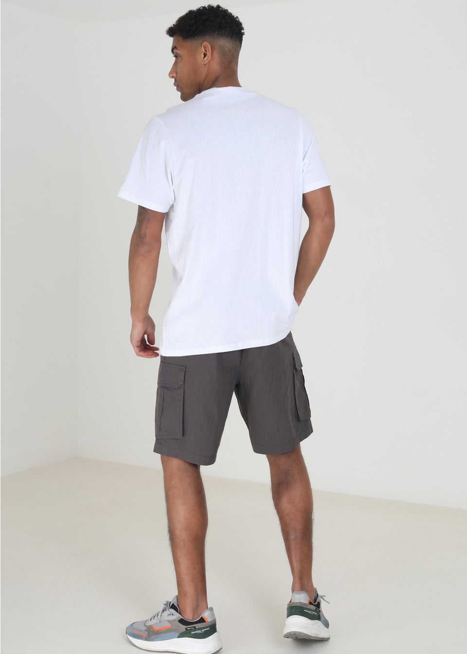 Brave Soul Grey Cotton Cargo Shorts