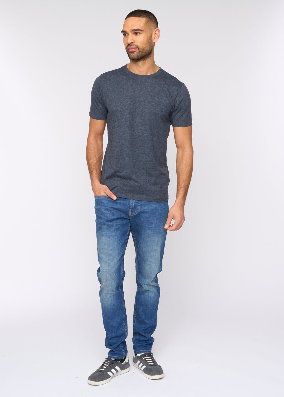 Bewley & Rich Navy Marl Barlowe T-Shirt