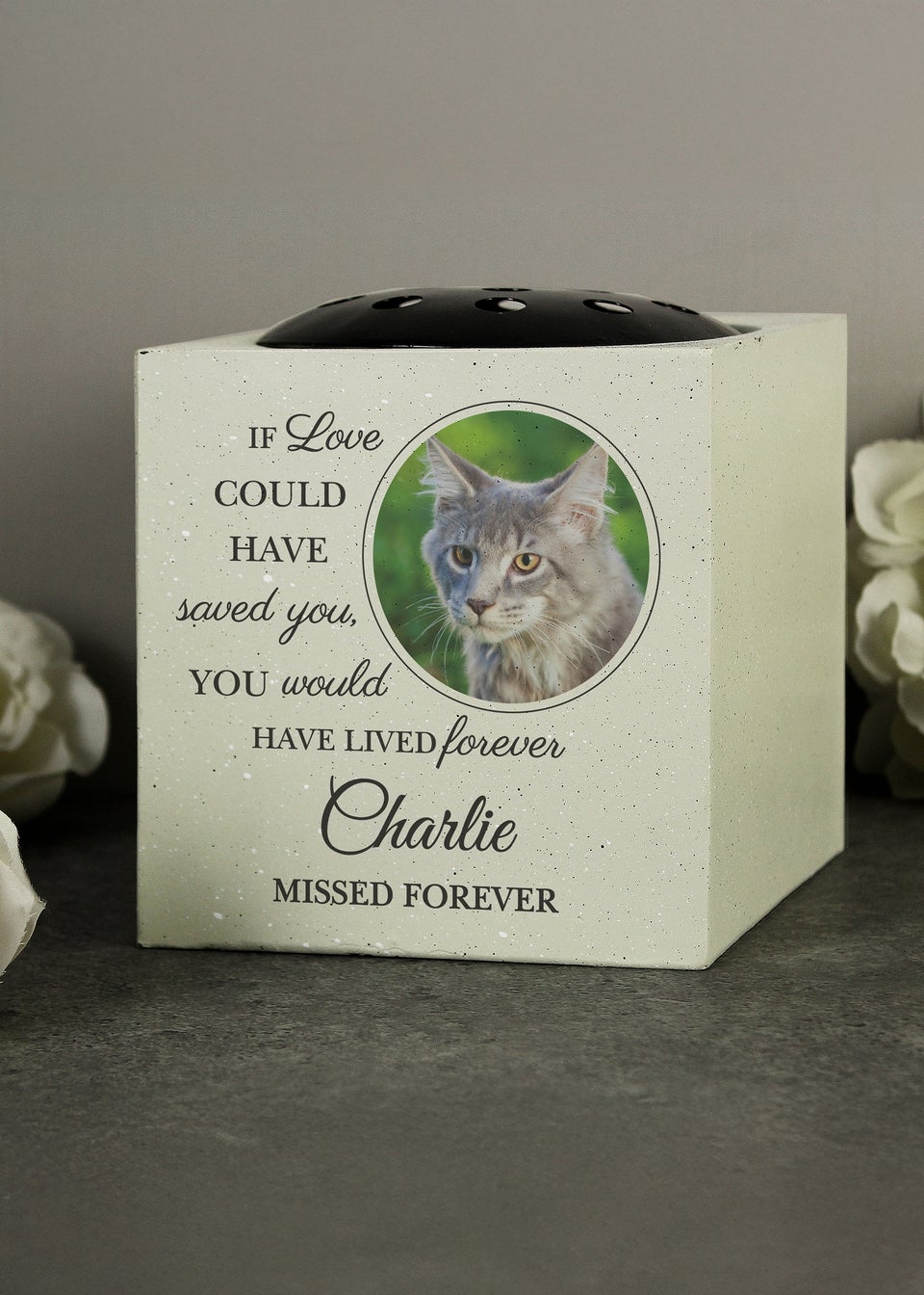Personalised Memento Company Cream Pet Photo Upload Memorial Garden Vase