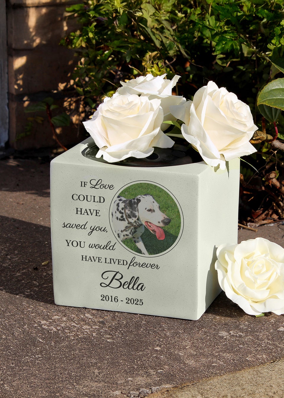 Personalised Memento Company Cream Pet Photo Upload Memorial Garden Vase