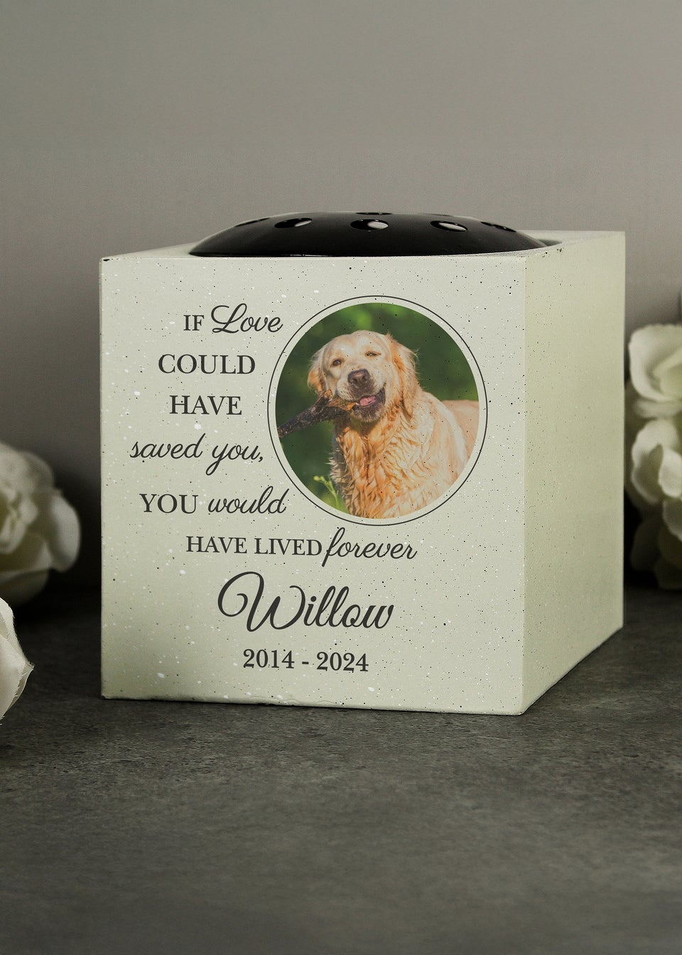 Personalised Memento Company Cream Pet Photo Upload Memorial Garden Vase