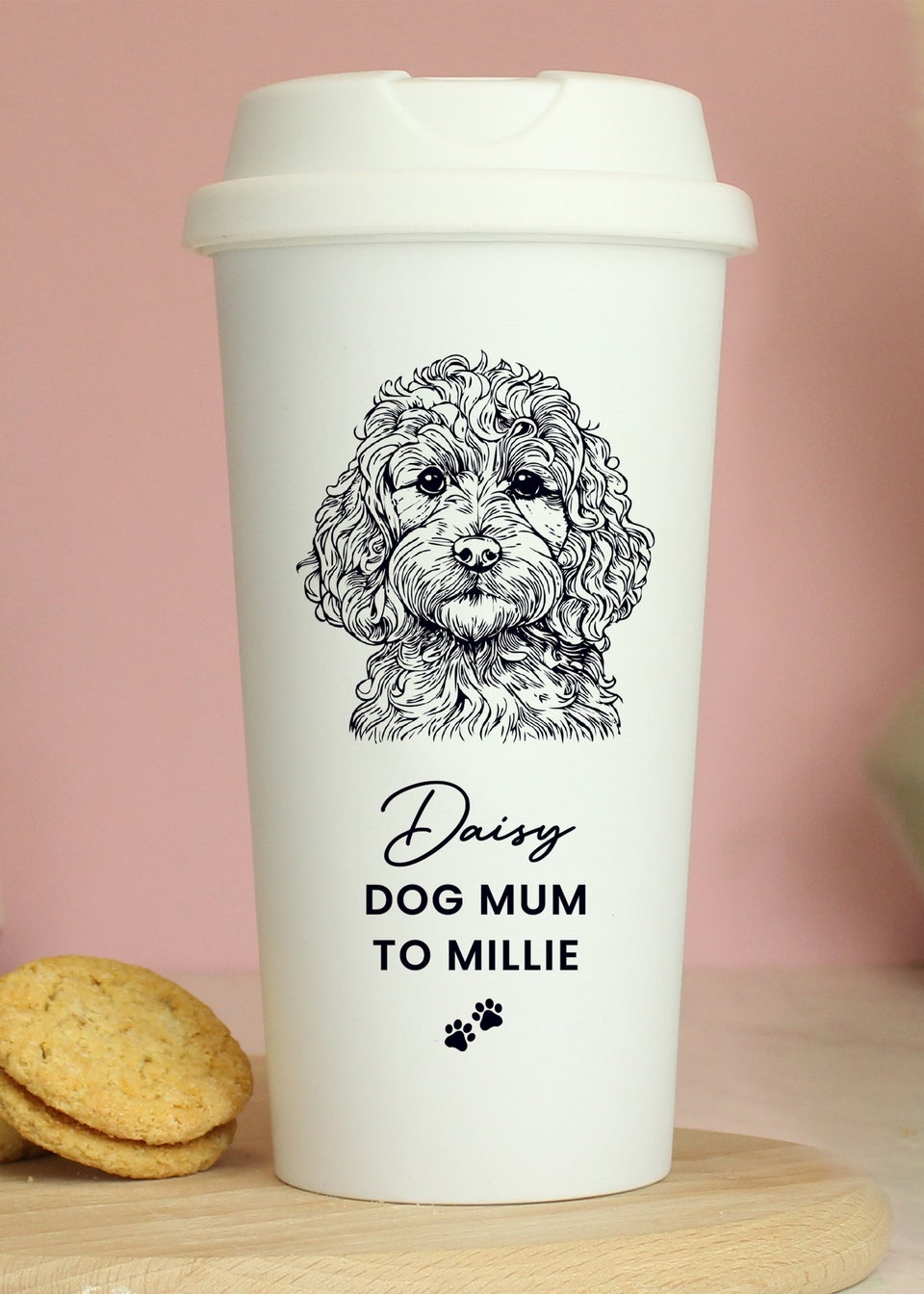 Personalised Memento Company Cockapoo White Travel Cup