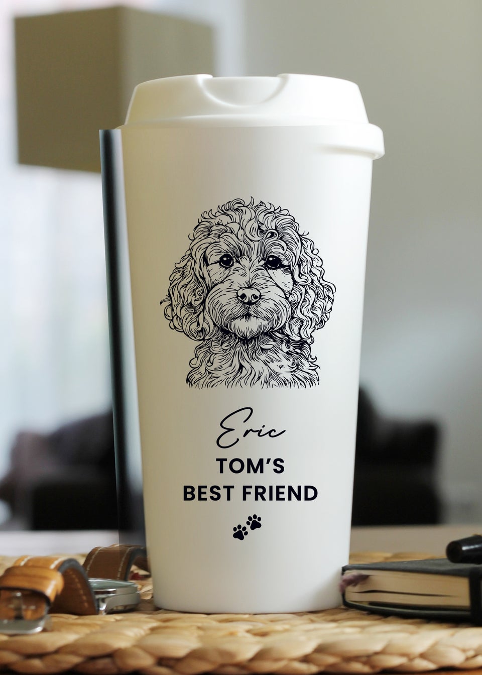 Personalised Memento Company Cockapoo White Travel Cup