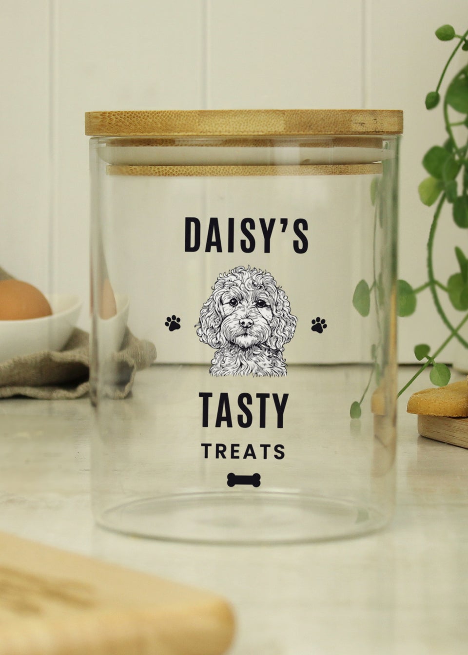 Personalised Memento Company Cockapoo Clear Glass Treat Jar