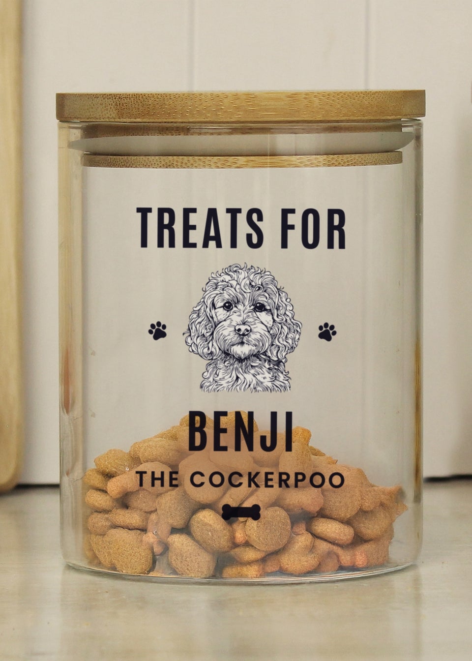 Personalised Memento Company Cockapoo Clear Glass Treat Jar