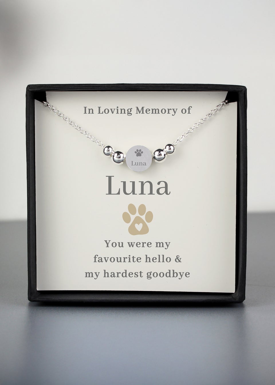 Personalised Memento Company Silver Pet Memorial Bracelet and Sentiment Card