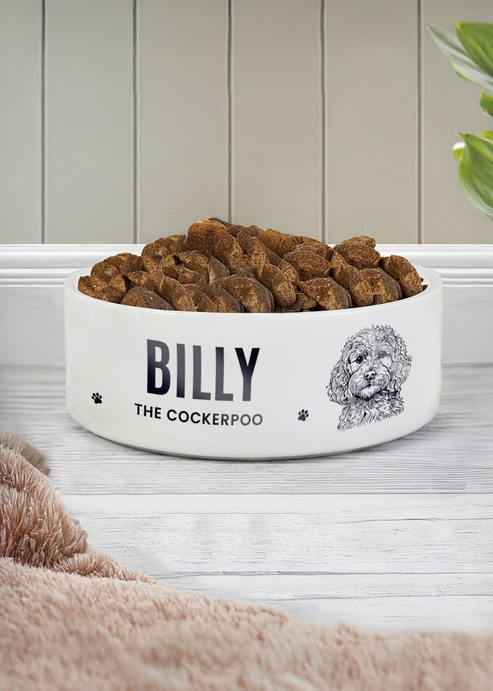 Personalised Memento Company Cockapoo White Feeding Bowl