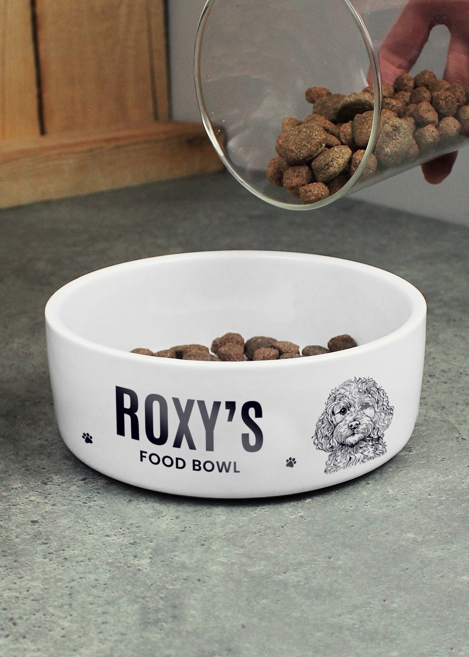 Personalised Memento Company Cockapoo White Feeding Bowl