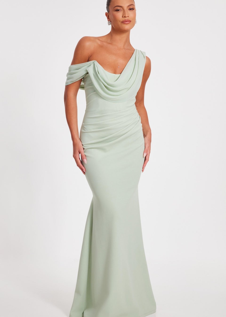 Quiz Green Drop Sleeve Maxi Dress