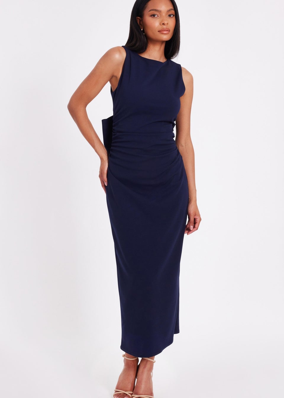 Quiz Navy Bow Back Midaxi Dress