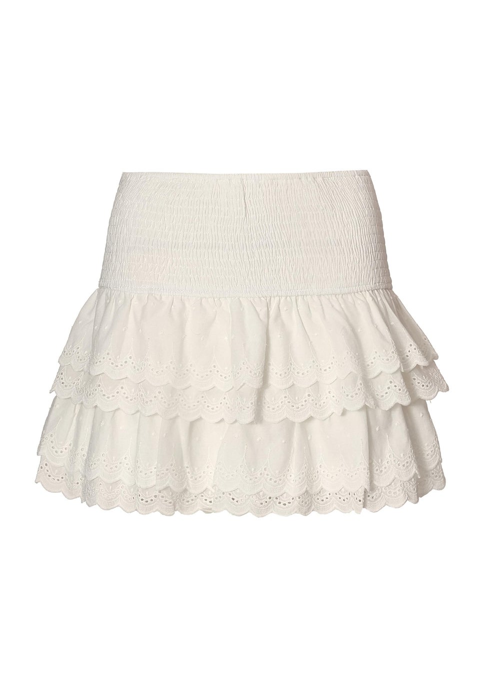 Quiz White Embroidered Mini Skirt