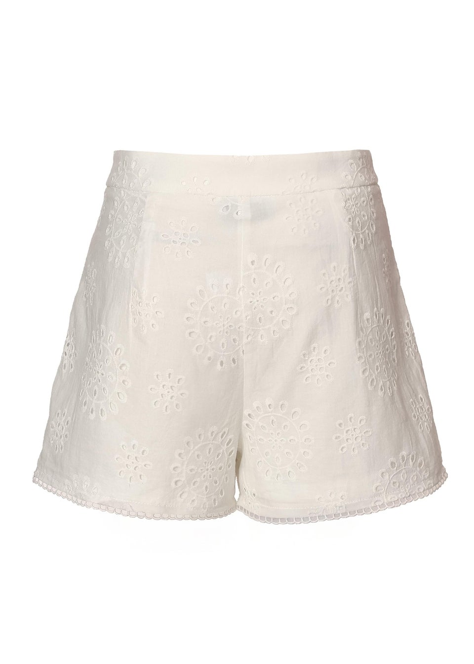 Quiz White Embroidered Shorts