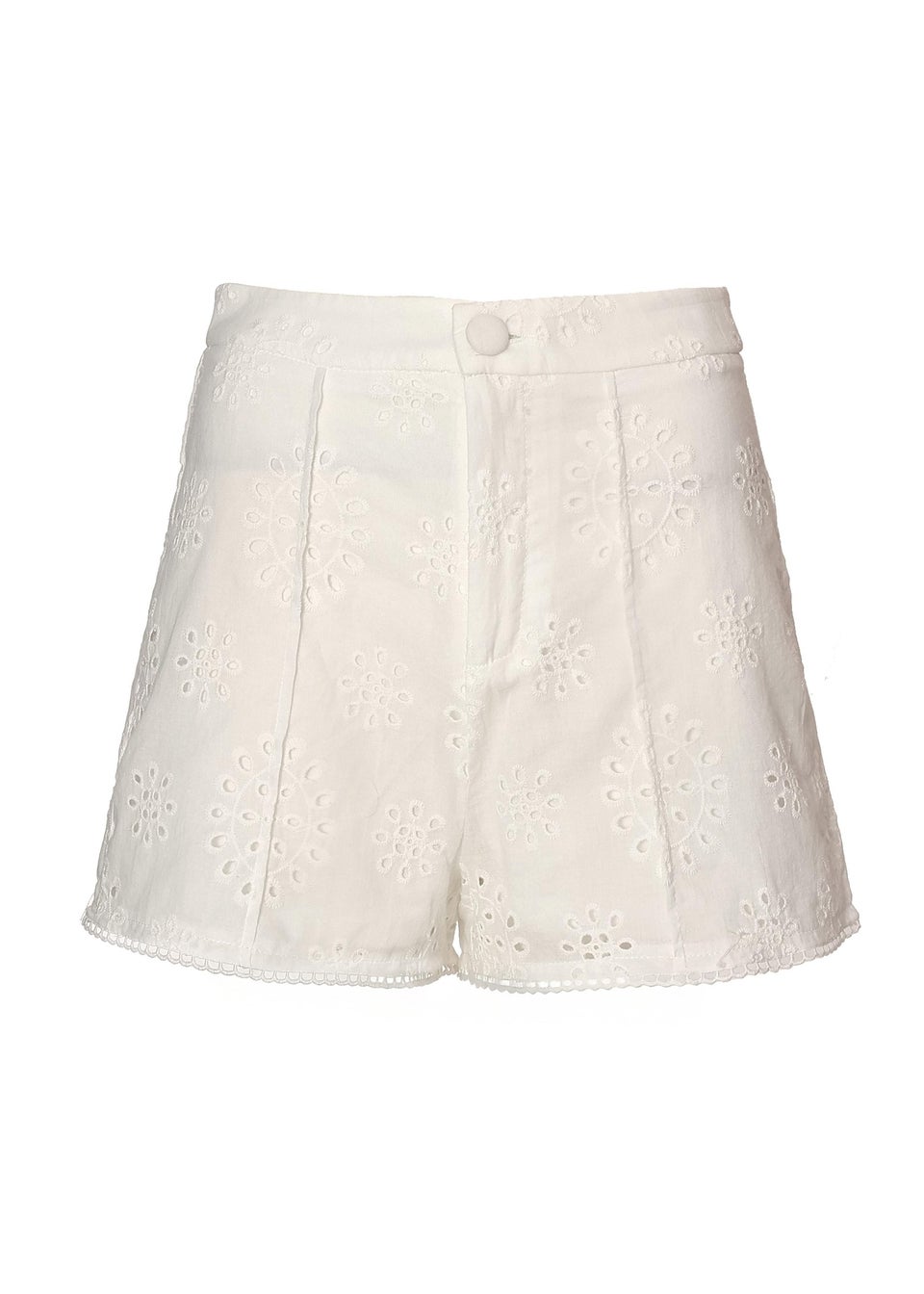 Quiz White Embroidered Shorts