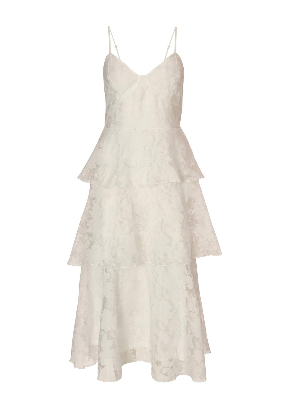 Quiz White Chiffon Floral Midaxi Dress