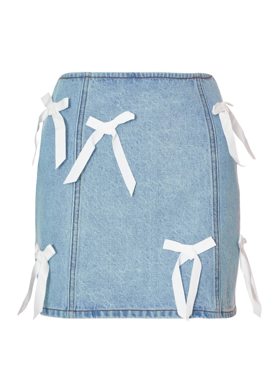 Quiz Blue Denim Bow Detail Skirt