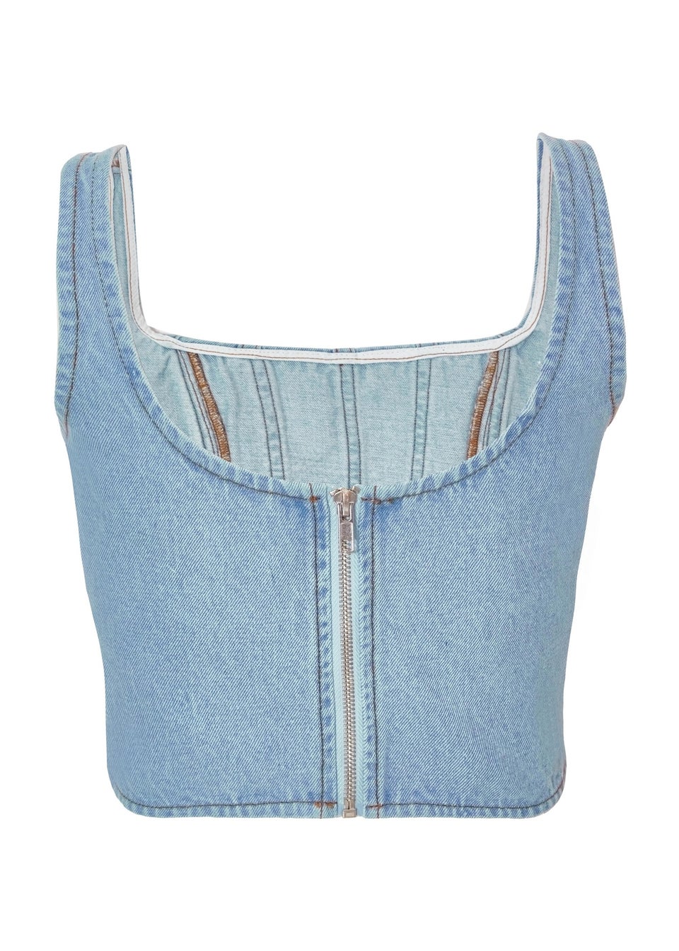 Quiz Blue Denim Bow Detail Corset Top