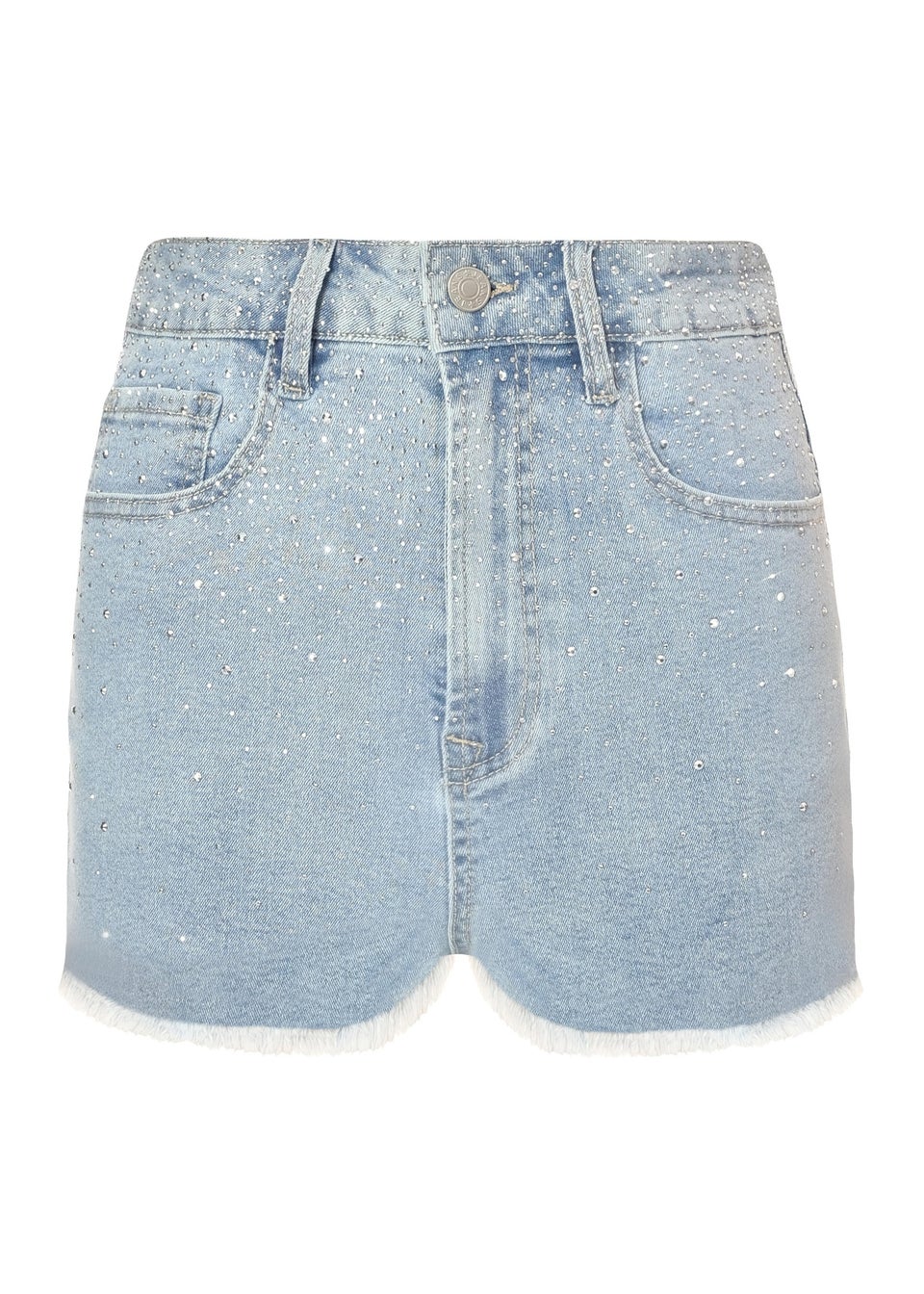 Quiz Blue Denim Embellished Shorts