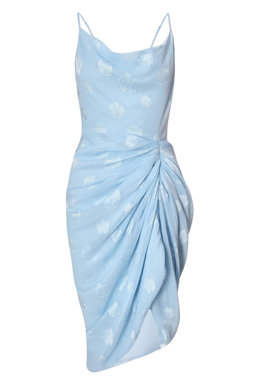 Quiz Blue Petite Chiffon Floral Midi Dress