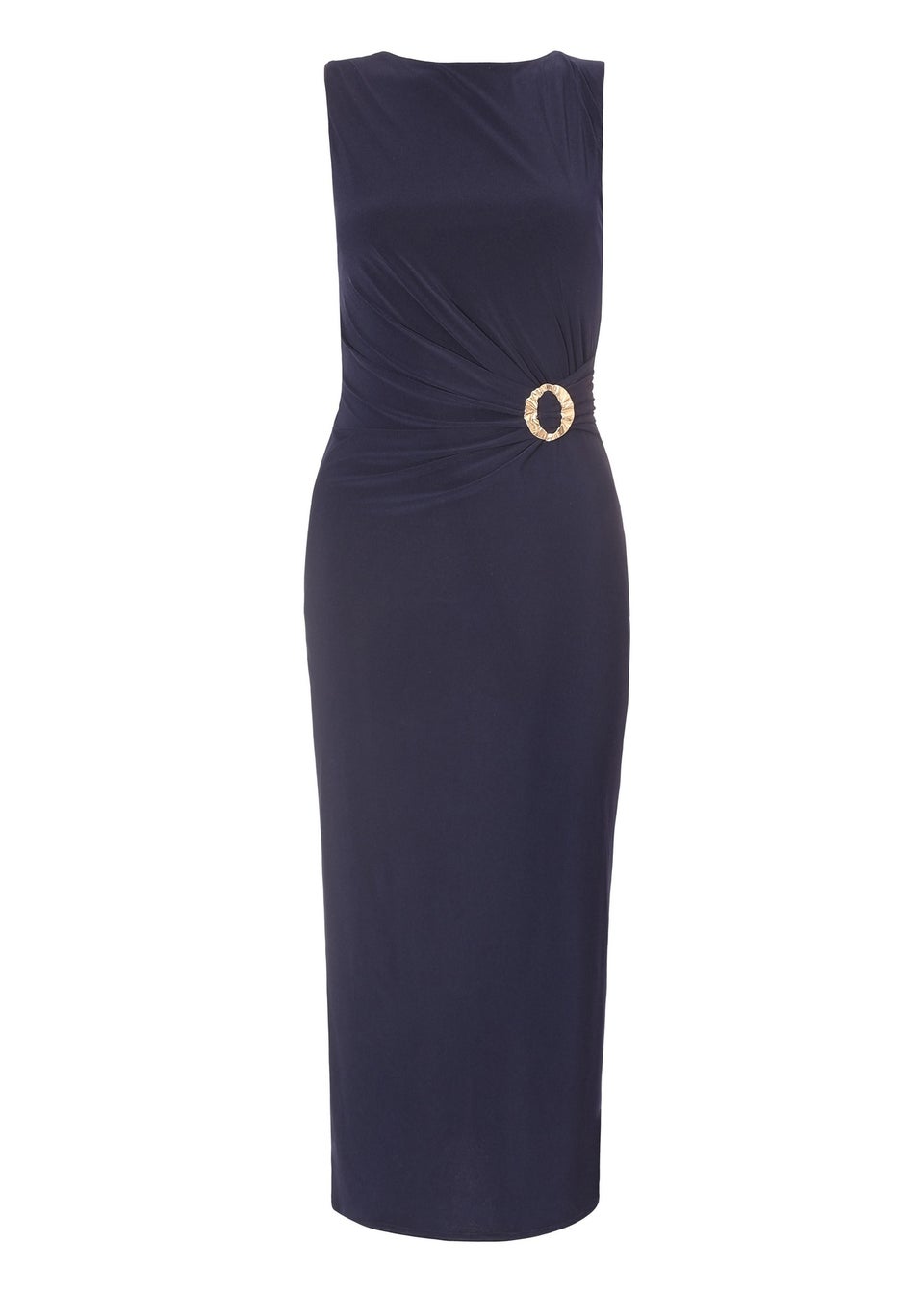 Quiz Navy Buckle Detail Midi Dress