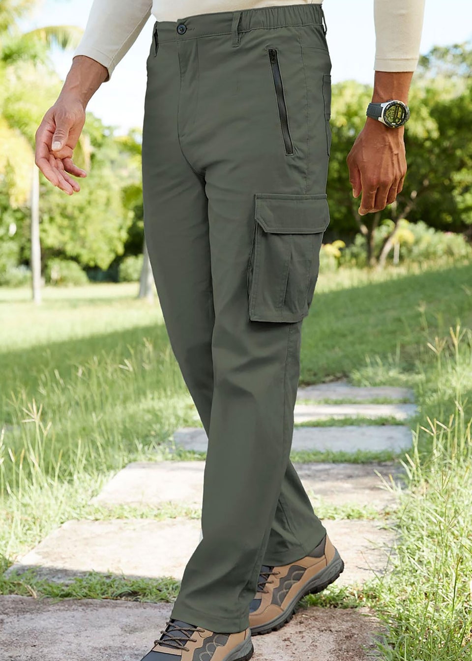 Cotton Traders Forest Green Quick Dry Stretch Action Trousers