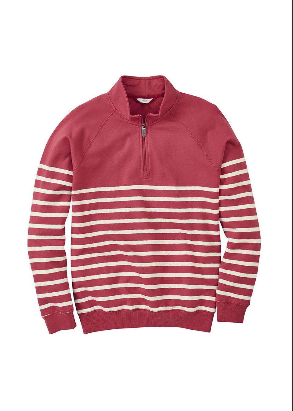 Cotton Traders Red Stripe Half Zip Sweatshirt