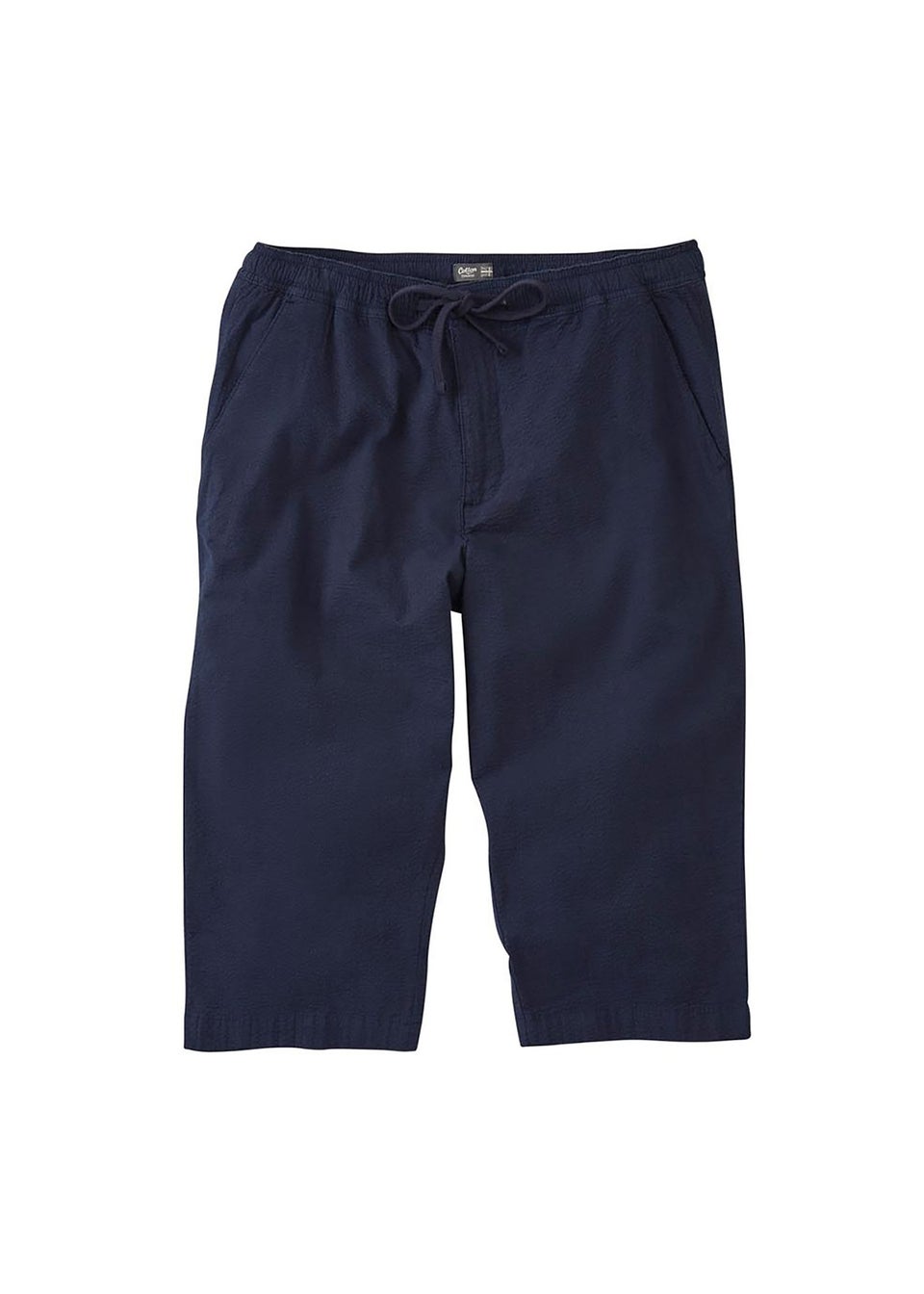 Cotton Traders Dark Blue Stretch Seersucker Crop Trousers