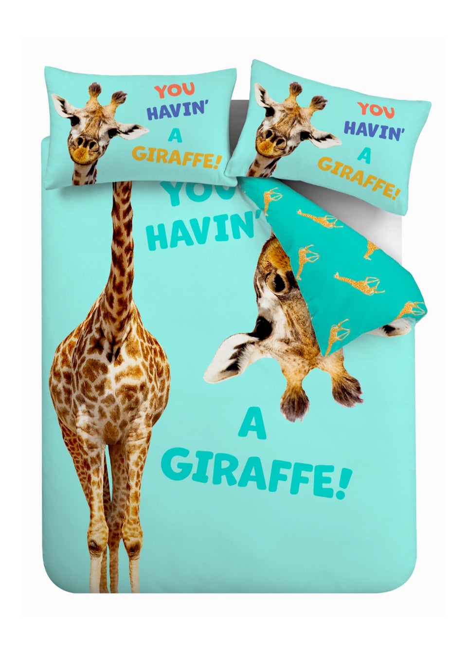 Catherine Lansfield Kids Havin A Giraffe Blue Reversible Duvet Cover Set