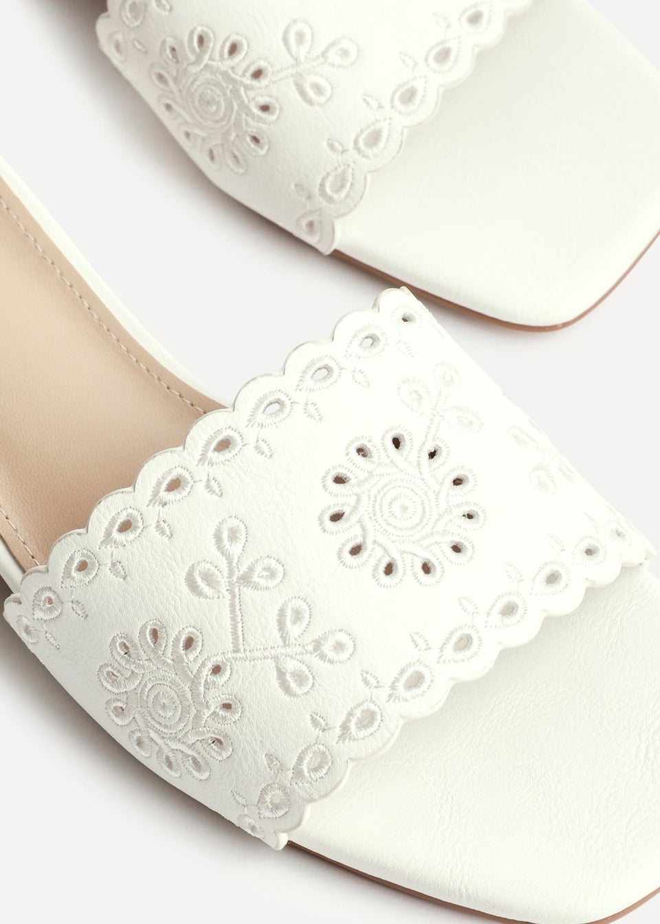 Linzi Lavender White Faux Leather Mule