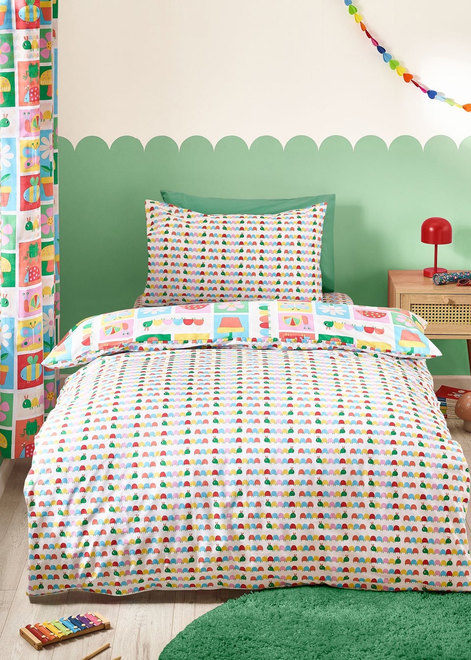 Catherine Lansfield Kids Curious Caterpillar Bright Reversible Duvet Cover Set