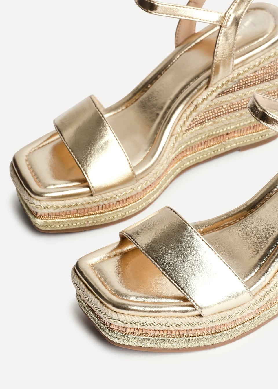 Linzi Icon Gold Faux Leather Embellished Wedge