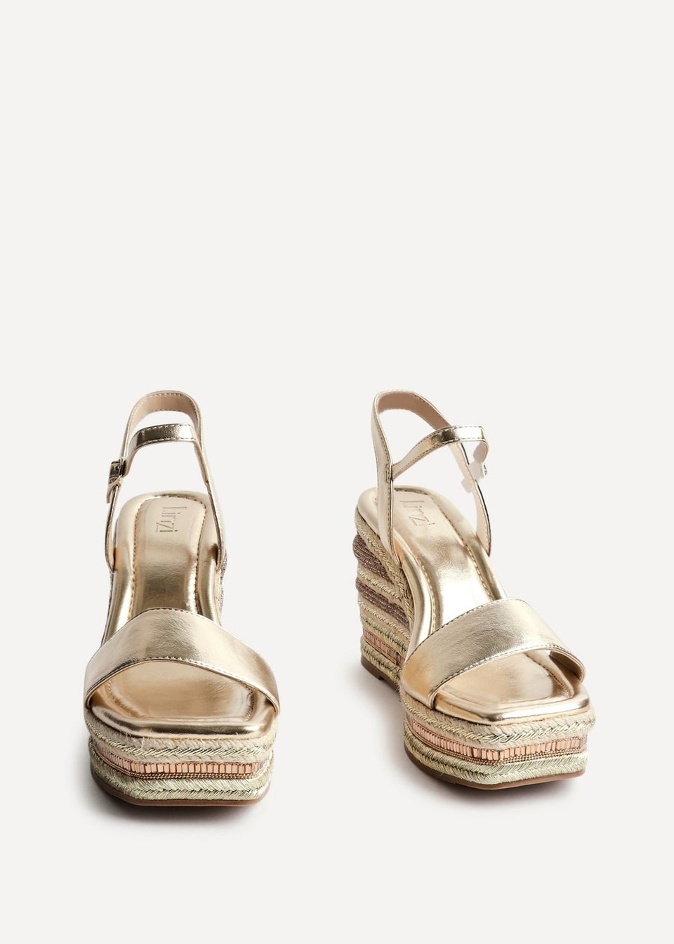 Linzi Icon Gold Faux Leather Embellished Wedge
