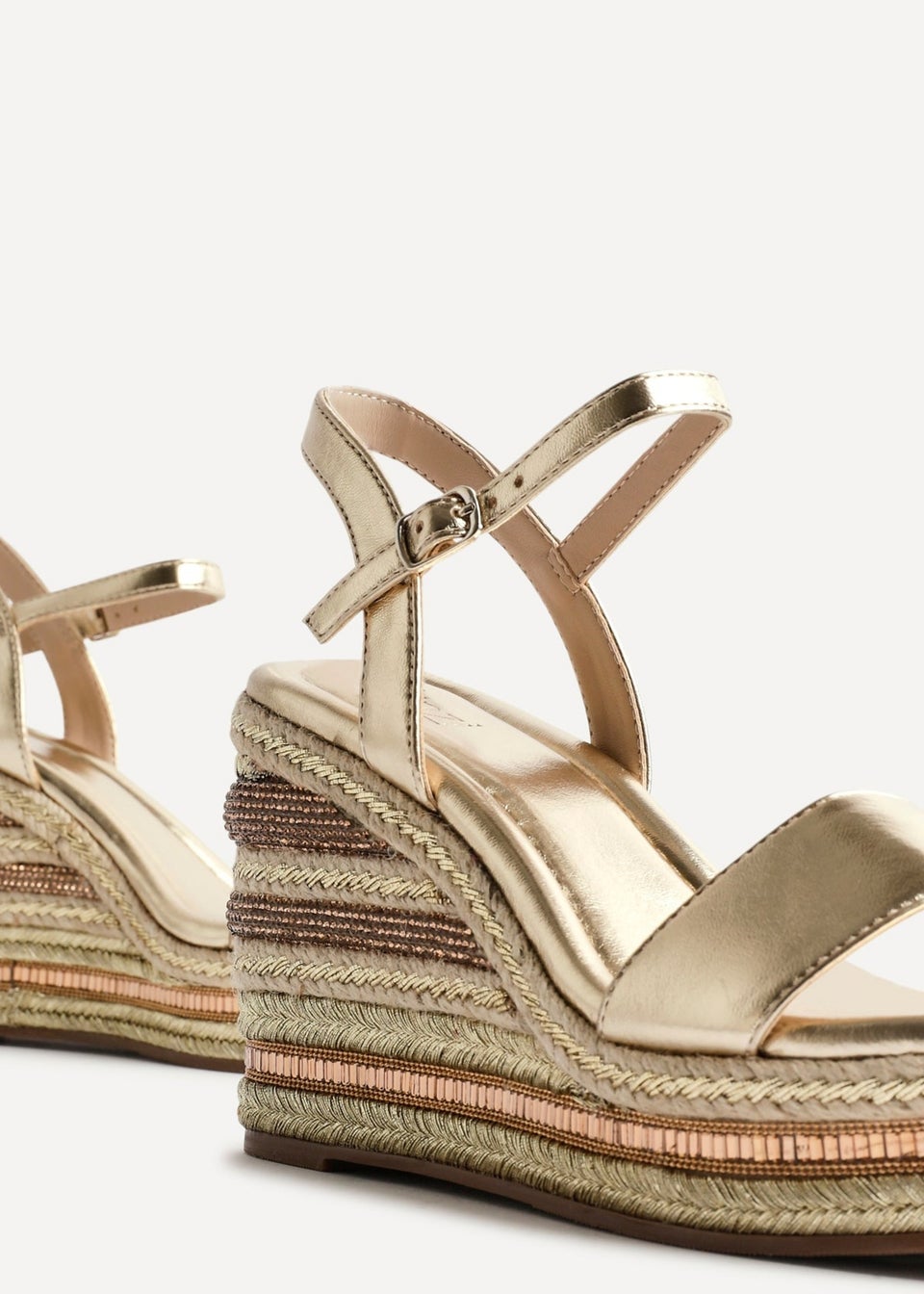 Linzi Icon Gold Faux Leather Embellished Wedge